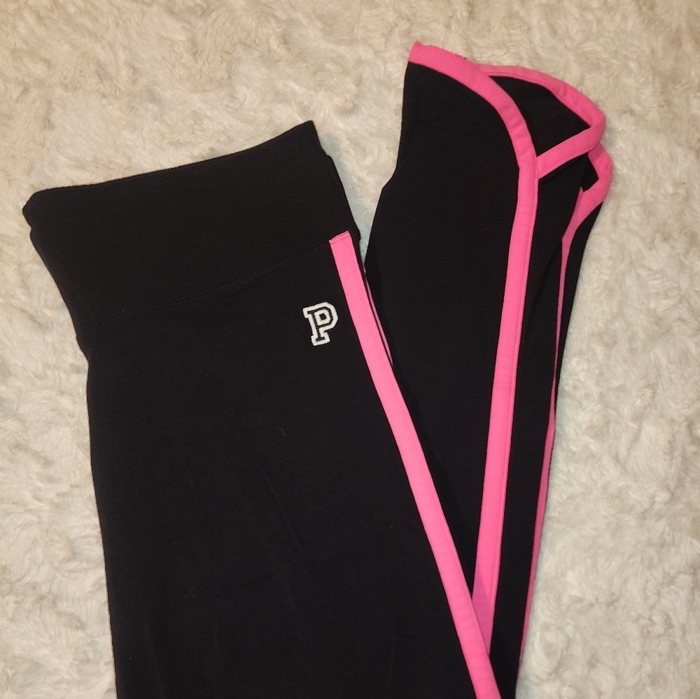 Brand new Victoria's Secret Hot Pink and Black Leggings Size Large